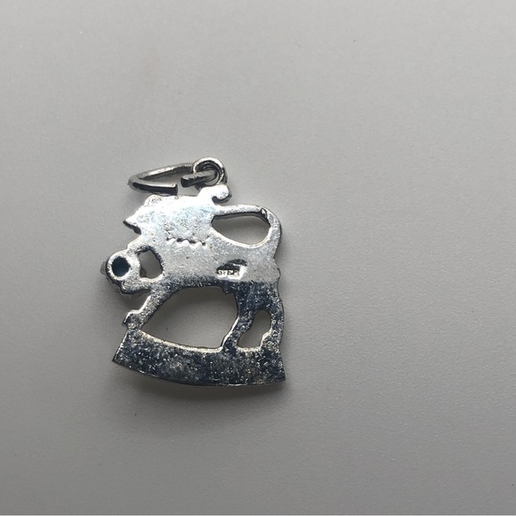 Vtg Sterling Turquoise Leo Lion Zodiac Astrology Mini Charm / Pendant - Picture 4 of 4